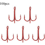 100 pi�ces hame�ons triples rouges en acier � haut carbone pour p�che - accessoires de p�che taille 6 ...