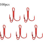 100 pi�ces hame�ons triples rouges en acier haute teneur en carbone - accessoires de p�che - taille 8 ...