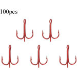 100 pi�ces hame�ons triples rouges en acier � haute teneur en carbone pour la p�che - accessoires de ...
