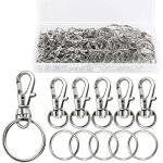 100 pi�ces mousqueton porte cl�f(50 mousqueton pivotant + 50 anneaux de porte cl�), attache porte - cl�s, ...