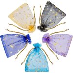 100 pi�ces sacs en organza, 9 x 12cm m�langer couleur organza pochettes sachet avec motif �toile et lune ...