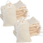 100 sachets en coton � cordon de serrage, r�utilisables en mousseline, sacs naturels en coton avec fermeture ...