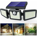 100led lampe solaire de scurit  dtecteur de mouvement, spot mural extrieur puissant sans fil avec ...