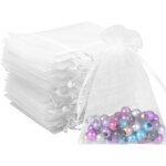100pcs pochettes en organza blanc 10x12cm sacs en organza transparent avec cordon de serrage pour petits ... 100pcs pochettes en organza blanc 10x12cm sacs en organza transparent avec cordon de serrage pour petits ...