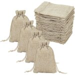 100pcs sachets en jute, pochettes sachets en lin chanvre avec cordon sac de toile de jute sachets de ...