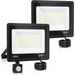 100w projecteur led exterieur detecteur de mouvement 2 pi�ce, ip66 �tanche spot led avec d�tecteur, 11500lm ...
