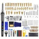 109pcs kit de pyrogravure sur bois outil de gravure au bois temp�rature r�glable avec crayons de couleur ...