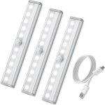 10led lampe d�tecteur de mouvement [3 pack], usb rechargeable veilleuse led pour maison cuisine et bureau ...