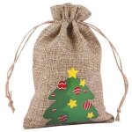 10pcs no�l jute sacs cordon de serrage pochette toile de jute cadeaux sac party candy pouchs