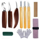 10pcs outils sculpture sur bois kit, acier carbone kit avec 3 ciseaux � bois, 3 couteau sculpture bois, ...