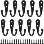 10pcs r�tro crochet de manteau m�tal noir pat�re murale � visser individuelle pat�re porte manteau vintage ...