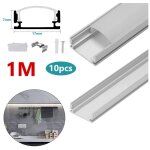 10x 1m led profil aluminium bande d'angle bande bandes blanches rail aluminium, forme - u - einfeben ...