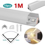 10x 1m led profil aluminium bande d'angle bande bandes blanches rail aluminium, forme - v - swanew