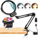 10x 30x loupe avec lumi�re et serrer, lampe loupe �clair�e � 36 led, 3 modes de couleur, lampe de bureau ...