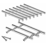 10x 64mm acier inoxydable t barre poign�es cusine, �12mm poign�e barre de porte d'armoire avec vis