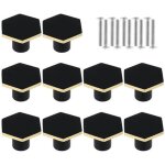 10x bouton de tiroir hexagonal poign�e de meuble monotrou noir avec vis pour armoire commode porte