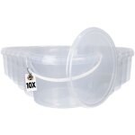 10x seau en plastique avec couvercle, pp, rond, transparent 2 l