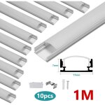 Swanew ? profil� aluminium led 10x1m ? forme en u anodis� ? diffuseur laiteux pc blanc ? pour bandes ...