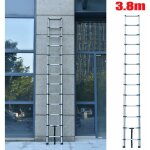12. 5ft �chelle t�lescopique de 3, 8 m en acier inoxydable de haute qualit�, 13 marches, �chelle � coulisse, ...