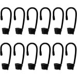 12 crochets spirales en acier plastifi� pour tendeur sandow corde �lastique diam�tre 8 mm noir