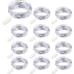 12 packs guirlandes lumineuses  piles, 20 leds 2m guirlande en cuivre, ip65 tanche argent fil blanc ...