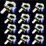 12 packs guirlande lumineuse  ples, 20 leds 2m cuivre guirlande lumineuse, ip65 tanche fil d'argent ...