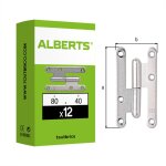 12 paumelles paris droite 80x40x2, 5mm zingu� alberts