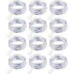 12 pi�ces guirlande lumineuse � piles - hykjside - blanc froid - 2 m�tres - fil de cuivre - mini guirlande ...