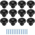 12 pi�ces noir tiroir de porte poign�e, trou rond boutons de tiroir, bouton de commode, poign�es de meuble ...