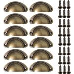 12 poign�es de meuble vintage bronze, poign�es de tasse coquille, poignet de tiroir cuisine, m�tal boutons ...