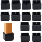 12 prot�ge - pieds carr�s en pvc (49 - 55 mm) pour chaises et tables, avec embouts carr�s en feutre noir. ...