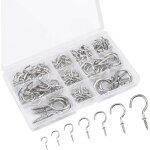 Roleader - 120 pices crochets  visser, taille mixte plafond vis crochet mtal nickel, crochets cintres ...