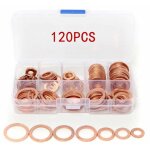 120pcs rondelle cuivre joint vidange assortiment kit, cuivre rondelles metal avec bo�te, rondelles pour ...