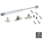 10 pistons pour portes relevables, force 11 kg, parcours 80 mm, avec fixation, gris m�tallis� - emuca ...