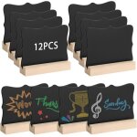 12pcs ardoise craie, anruyi mini tableau noir, mini ardoise de table de 10 7. 6cm, ardoise craie bois ...