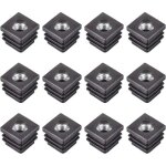 12pcs inserts pour carr� tubes avec m8 fil, for 0. 79 x0. 79  od carr� tube, carr� noir plastique bouchon ...