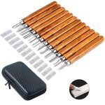 12pcs kit d'outils de sculpture sur bois - ciseaux de sculpture professionnels poign�e de couteau sculpture ...
