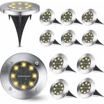 12pcs lampe solaire au sol jardin blanc chaud, 8 led etanche ip65 spot solaire extrieur encastrables ...