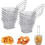 12pcs panier  frites en acier inoxydable panier presentation frites petit panier frites individuel panier ...