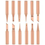 12pcs pannes  souder cuivre pur pointe de fer  souder sans plomb outil de soudage pour station de soudur ...