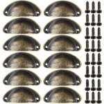 12pcs poignes de meuble vintage boutons de tiroir metal coquille pour placards armoire commode cuisine ...