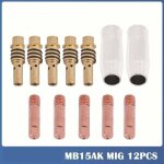 12pcs poste a souder mig sans gaz embouts de contact de buse de soudage 15ak mig / mag support de connecteur ...