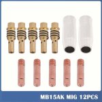 12pcs poste a souder mig sans gaz embouts de contact de buse de soudage 15ak mig / mag support de connecteur ...