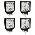 12v 24v projecteur phare de travail led carr 48w led moto spot feux additionnels offroad lampe 4x - ...