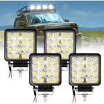 12v 24v projecteur phare de travail led carr 4x 48w led moto spot feux additionnels offroad lampe - ...
