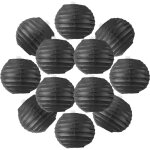 12x lanterne papier 10 cm noires - suspension boule papier 10 cm (12'') type lanterne japonaise pour ...