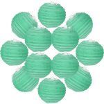 12x lanterne papier 10 cm vert d'eau - suspension boule papier 10 cm (12'') type lanterne japonaise pour ...