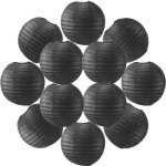 12x lanterne papier 20 cm noire - suspension boule papier 20 cm (12'') type lanterne japonaise pour decoration ...