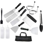 13 piece bbq spatula utensil set, heavy duty stainless steel professional bbq spatula