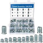 Aougo - 130 pièces insert fileté, m6 / m8 / m10 insert fileté bois Écrous à visser, manchons à visser ... Aougo - 130 pièces insert fileté, m6 / m8 / m10 insert fileté bois Écrous à visser, manchons à visser ...
